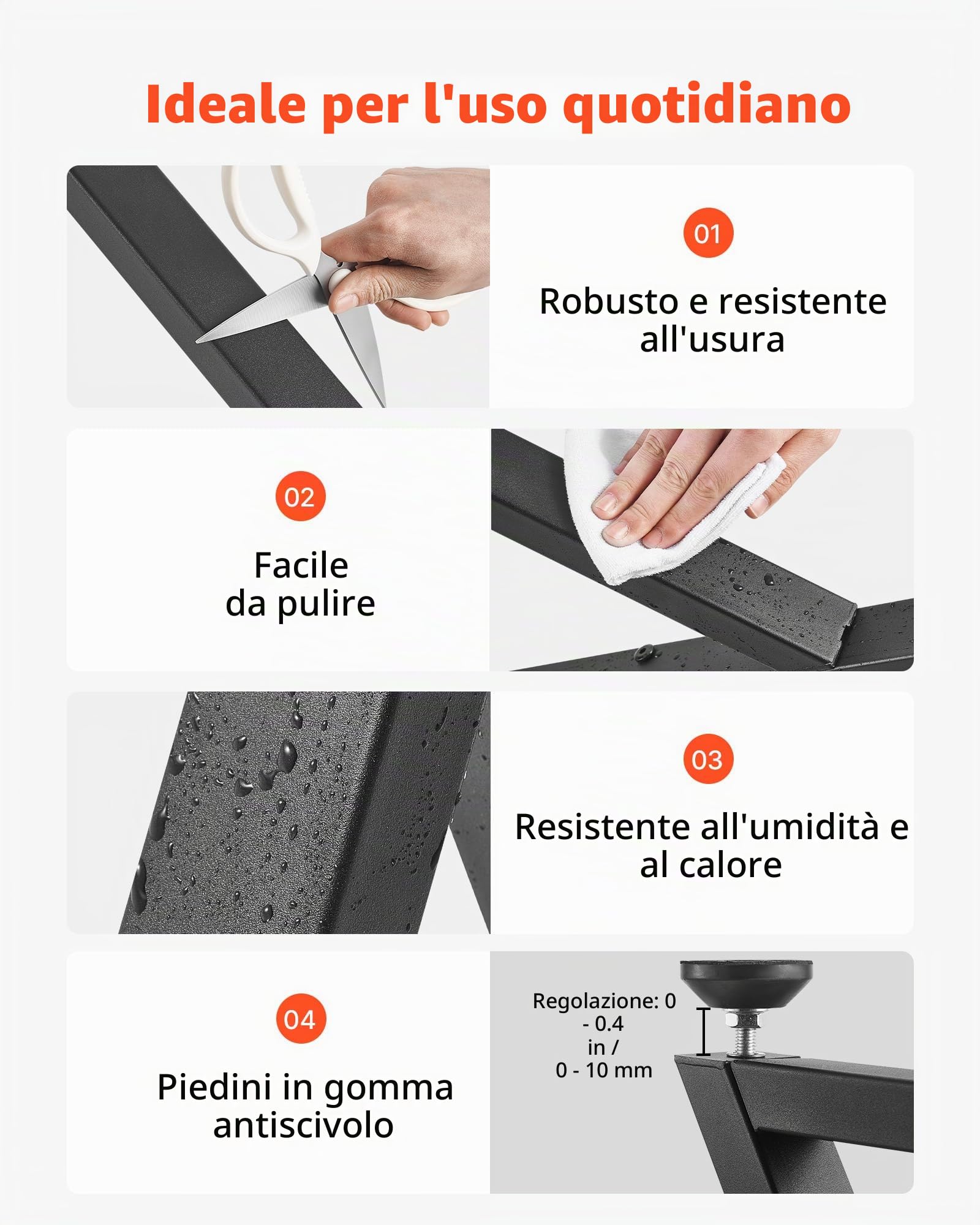 VEVOR Gambe per Tavolo in Acciaio, Gambe per Scrivania Smontabili, Design Modulare, Struttura a Z, Montaggio Semplice, Carico Max.1000 kg, per Tavoli da Caffè e da Bar, 74 x 47,2 cm, 2 Pezzi, Nero