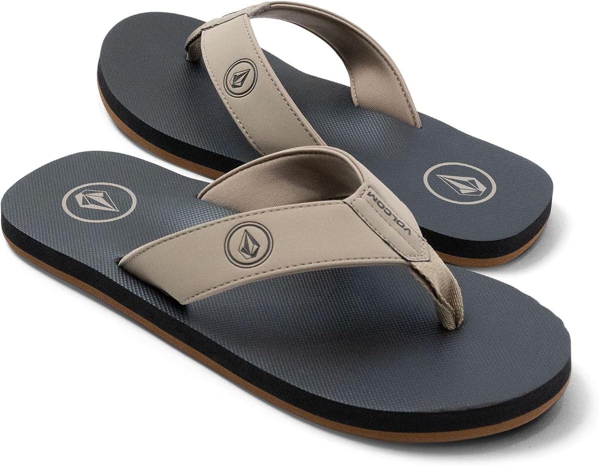 Sandalia tipo chanclas Daycation para hombre - Plantilla de espuma cómoda reclinable cepillada suave, Negro/Negro, 8