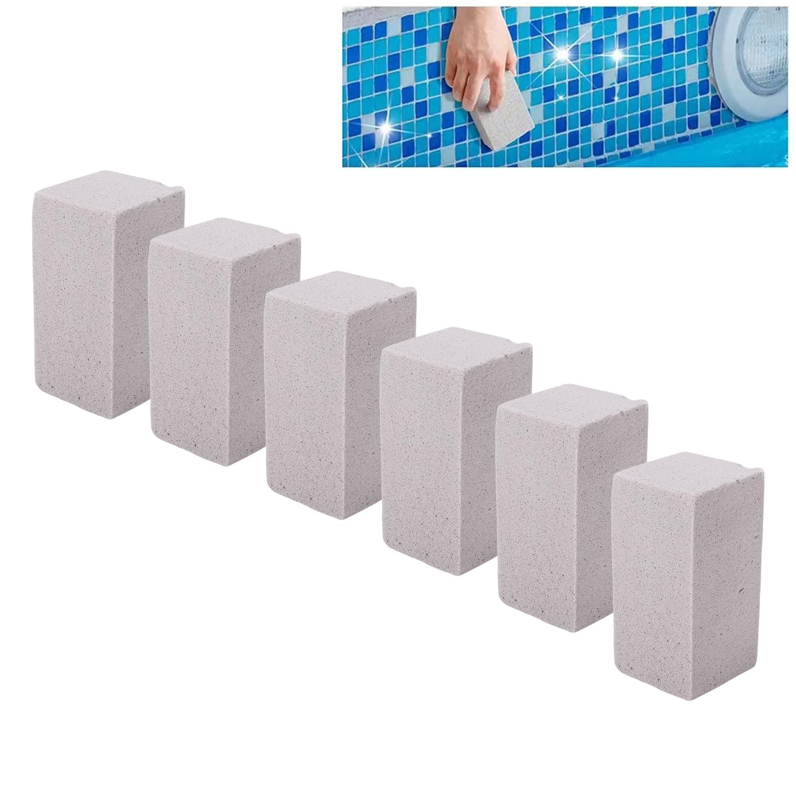 Piedra Pómez para Piscina Paquete de 6 Bloques de Material de PVC para Inodoro Bañera Cocina Fregadero Ducha Azulejos y Parrilla Depósitos de Calcio Cal y Manchas Obstinadas (Grande)