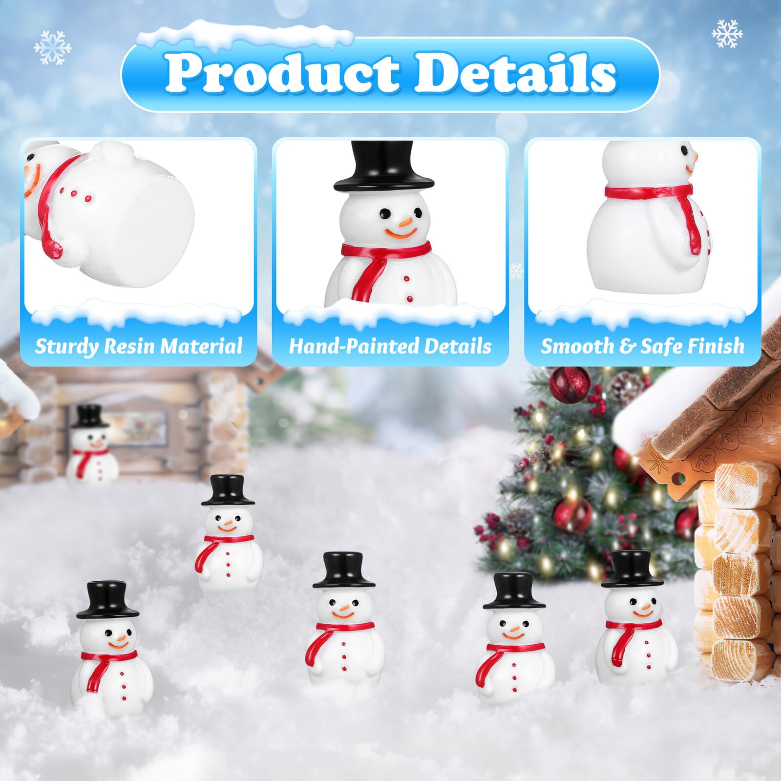 Schneemann Bastelset aus Bruchfestem Kunstharz 20 Stück für Kindergeburtstags Party und Scrapbooking mit Miniatur Weihnachtsfiguren