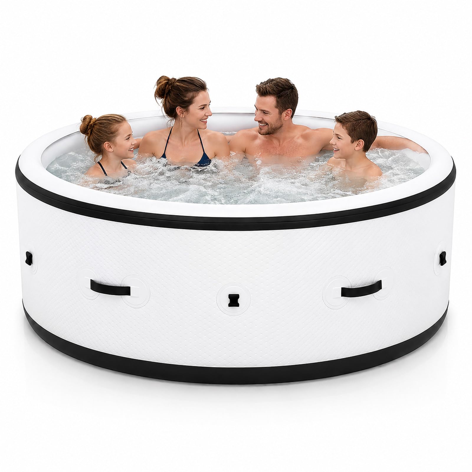SHUMIAO 4-6 Person Inflatable Hot Tub Spa, 81.1x27.95 Inch Portable Hot Tub with 150 Massaging Bubble Jets, 104°F Fast Heater, 6-Color LED Lighting, Durable Puncture-Resistant Blow Up Tub for Patio