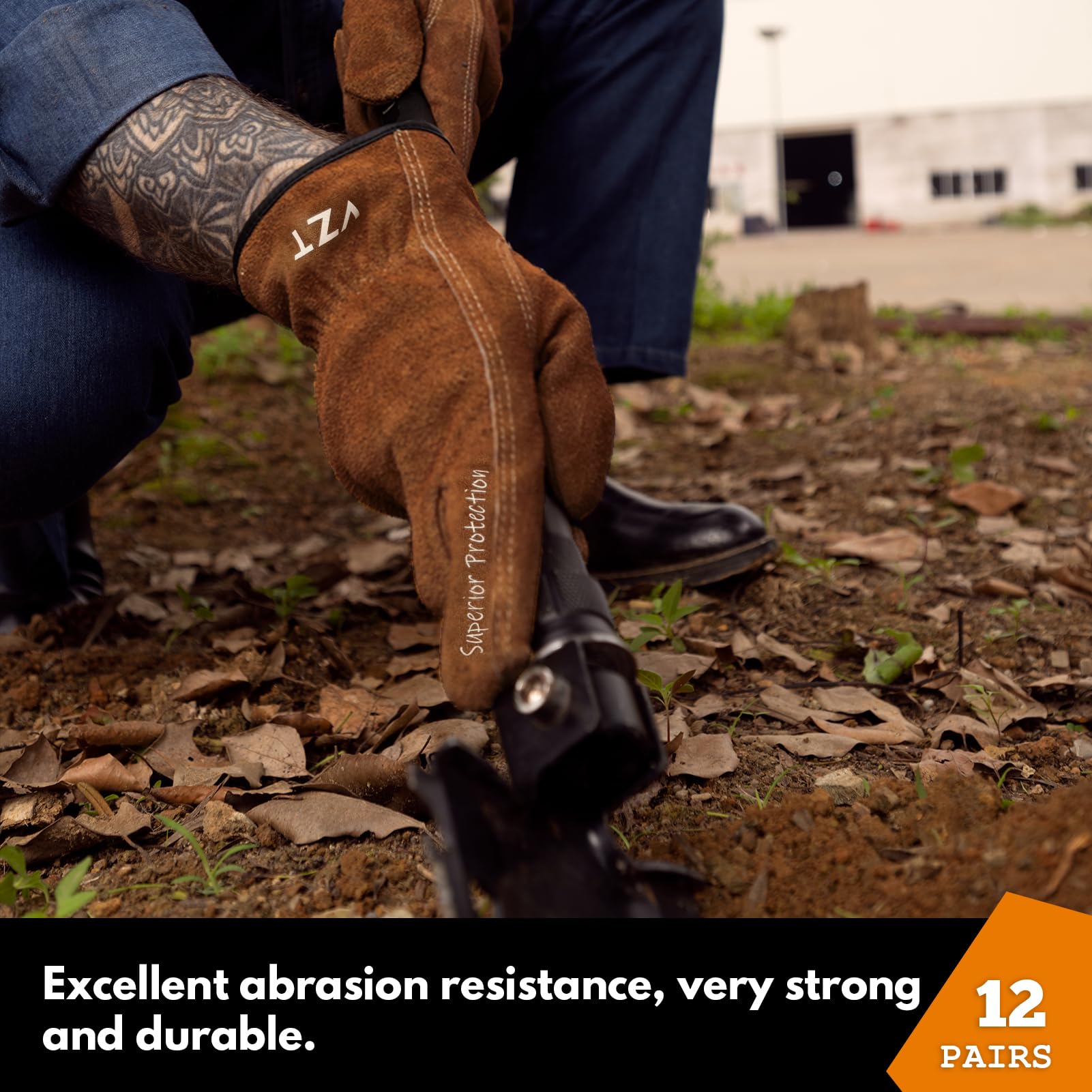 12 Paar Arbeitshandschuhe aus Leder für Männer und Frauen, weich, langlebig, robust, dick, für Bauarbeiten, Gartenarbeit, LKW-Fahren, wasserdicht, 12 Paar