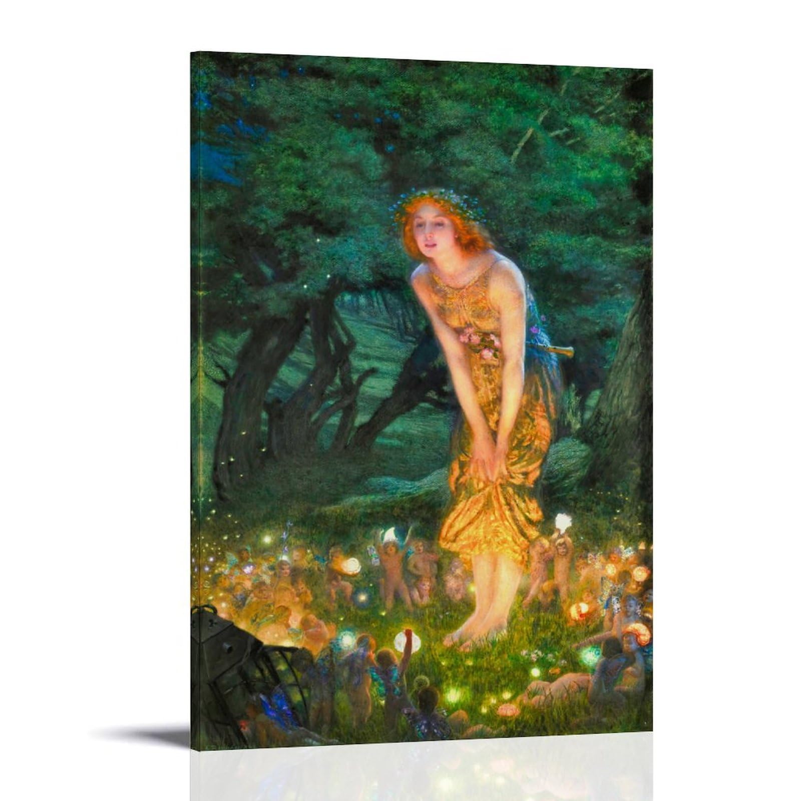 Nganoh Frame-Style Midsummer Eve By Edward Robert Hughes Canvas Printed Poster Canvas Art And Wall Art Picture Print Modern Family Bedroom Decors 12X18inch(30X45cm)