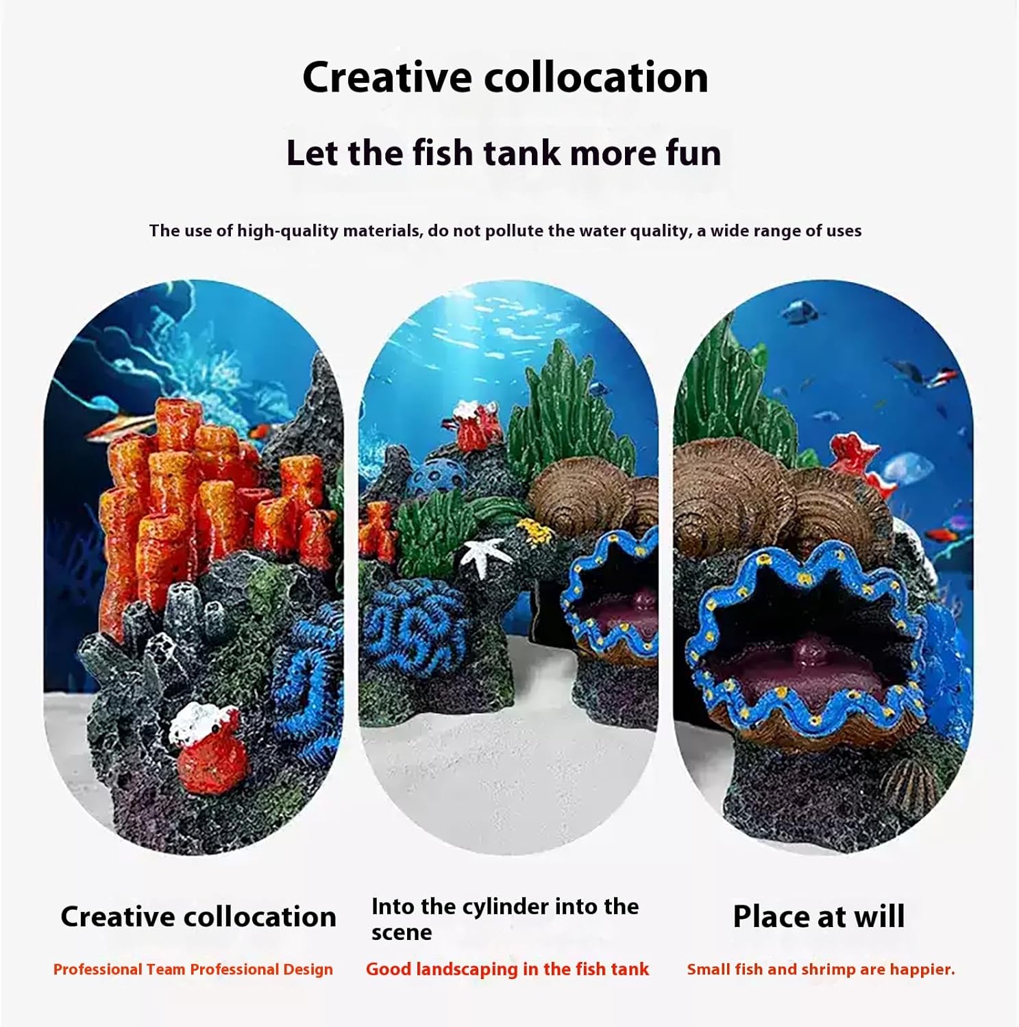 Fish Tank Decoration Coral Aquarium Decoration Simulation Coral Decor Fighting Fish Dodge Cave Fish Home Colorful Coral Mountain,Large