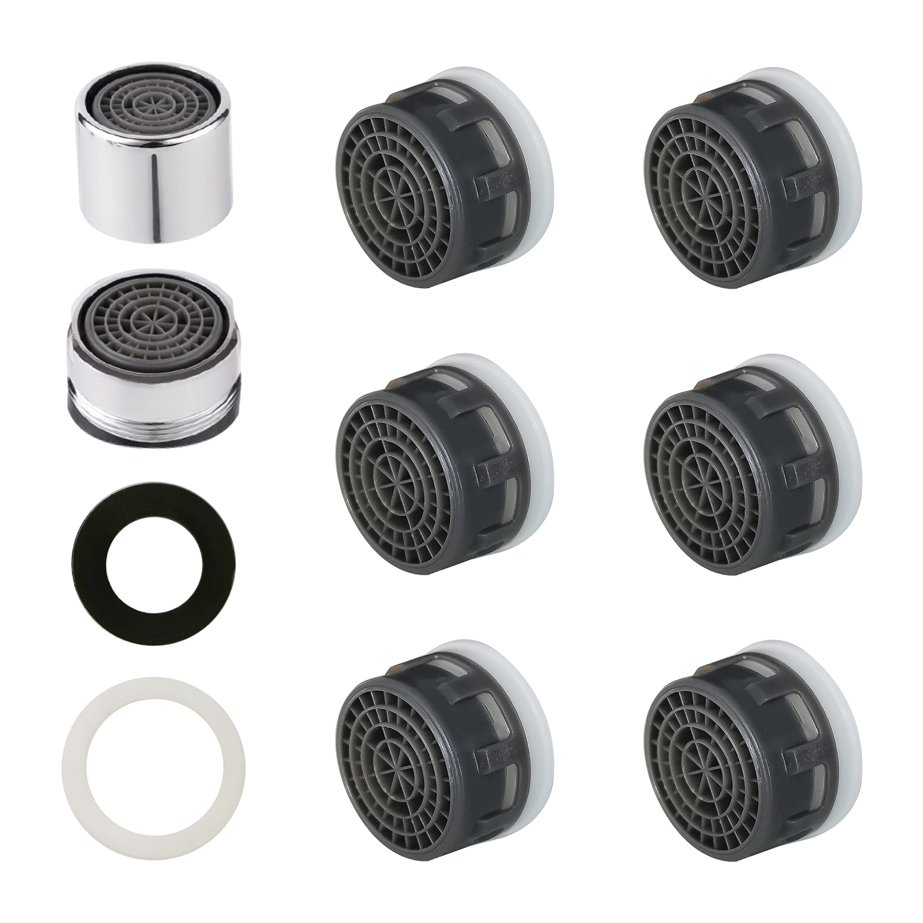 iFealClear8 Pack Faucet Aerator Insert Set, Faucet Flow Restrictor Aerator Replacement, sink aerator with 2 Pcs Solid Brass Shell, 55/64 Female Thread Water Saving Faucet Aerator for Kitchen,Bathroom