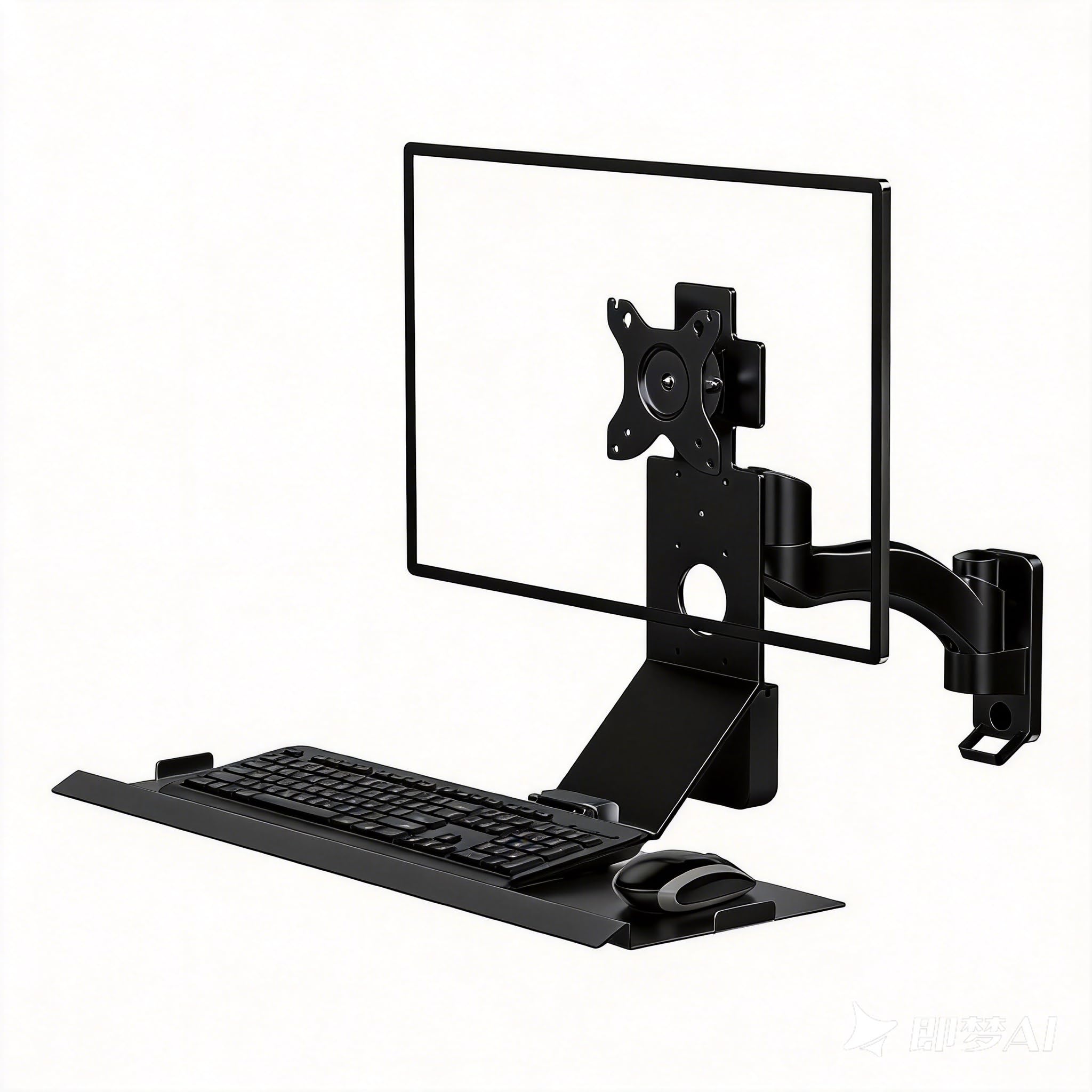 Yicorgard Wandmontierte Sitz-Steh-Monitor-Arbeitsstation, platzsparende klappbare Tastaturablage, kompatibel mit 15''-32'' PC-Monitoren, maximale Tragfähigkeit bis 10 kg