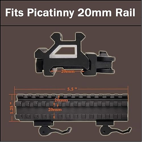 Miniatura 4 de 360 Tactical Soporte elevador Picatinny de 90 y 45 grados de alta resistencia con liberación rápida, para visores de puntos rojos y óptica, uso QD