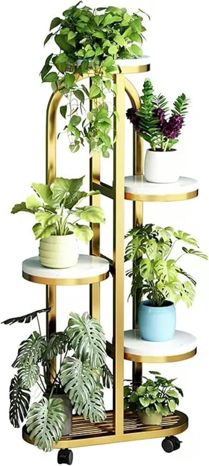 Interior Plants Support for 5 -Level Metal Corner Plants for Indoor Plants ， Supports for High Plants with Wheels for ，