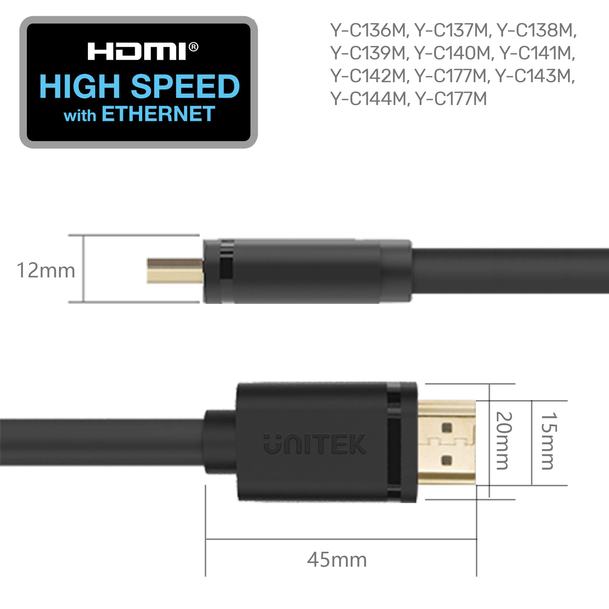 UNITEK BASIC kabel HDMI / 2 metry, czarny/licencja HDMI/Full HD, 2K, 4K, 3D i inne/Ethernet idealny do PlayStation, Xbox, TV, PC/Y-C138M