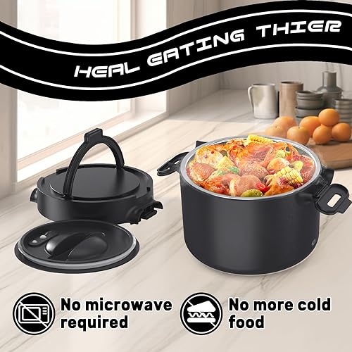 Miniatura 4 de Lonchera eléctrica, calentador de alimentos portátil para automóvil, camión, oficina, adaptador de 12 V, 24 V, 110 V, a prueba de fugas, recipiente