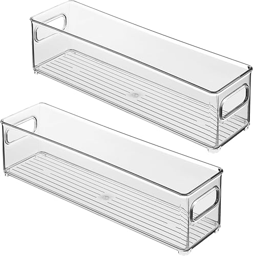 Miniatura 9 de iDesign - Contenedor apilable para refrigerador con asas, ideal para congelador o despensa, juego de 2, transparente, fabricado en Estados Unidos