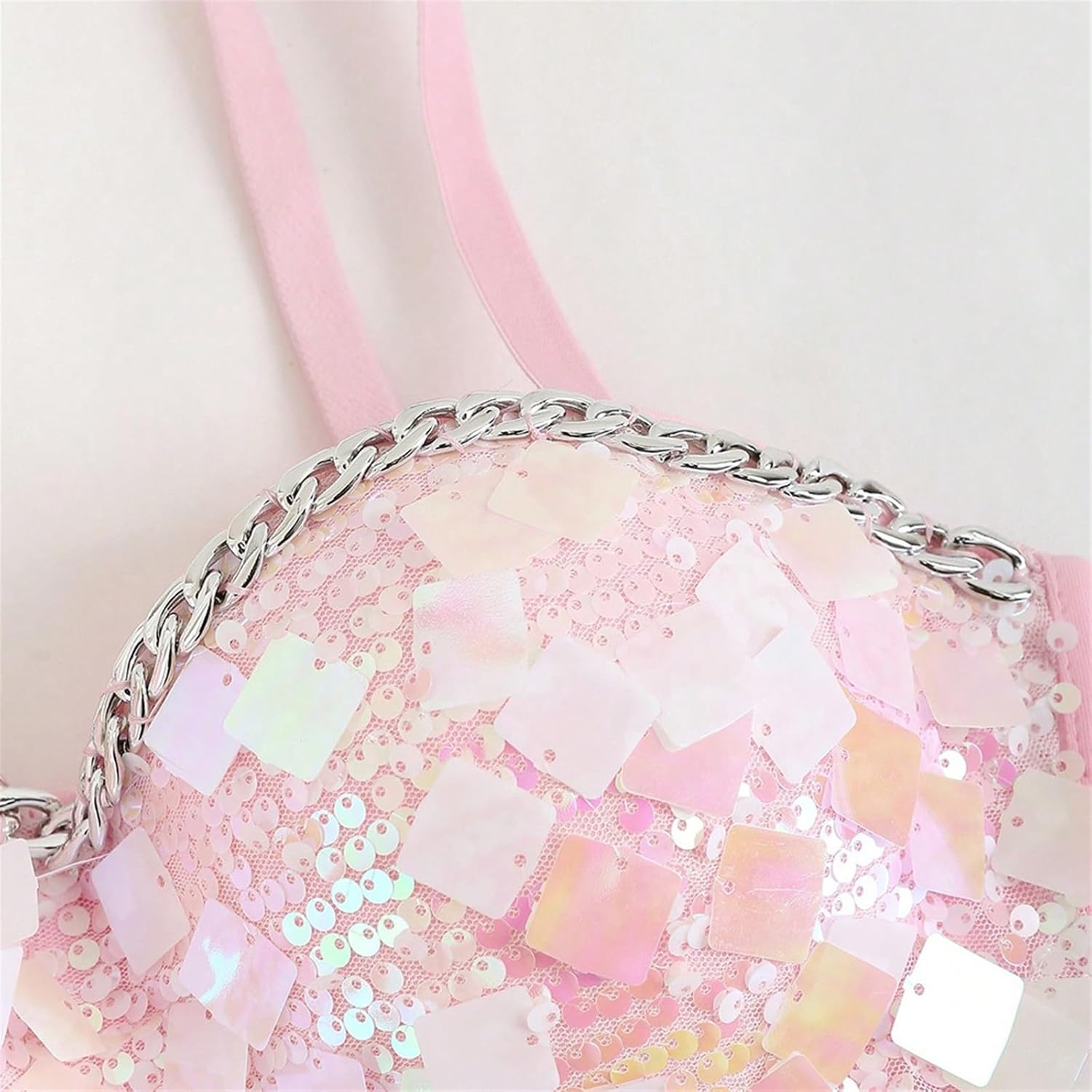 Women's Sparkly Sequins Corset Bustier Crop Tops Party Push up Bra Halter Bralette