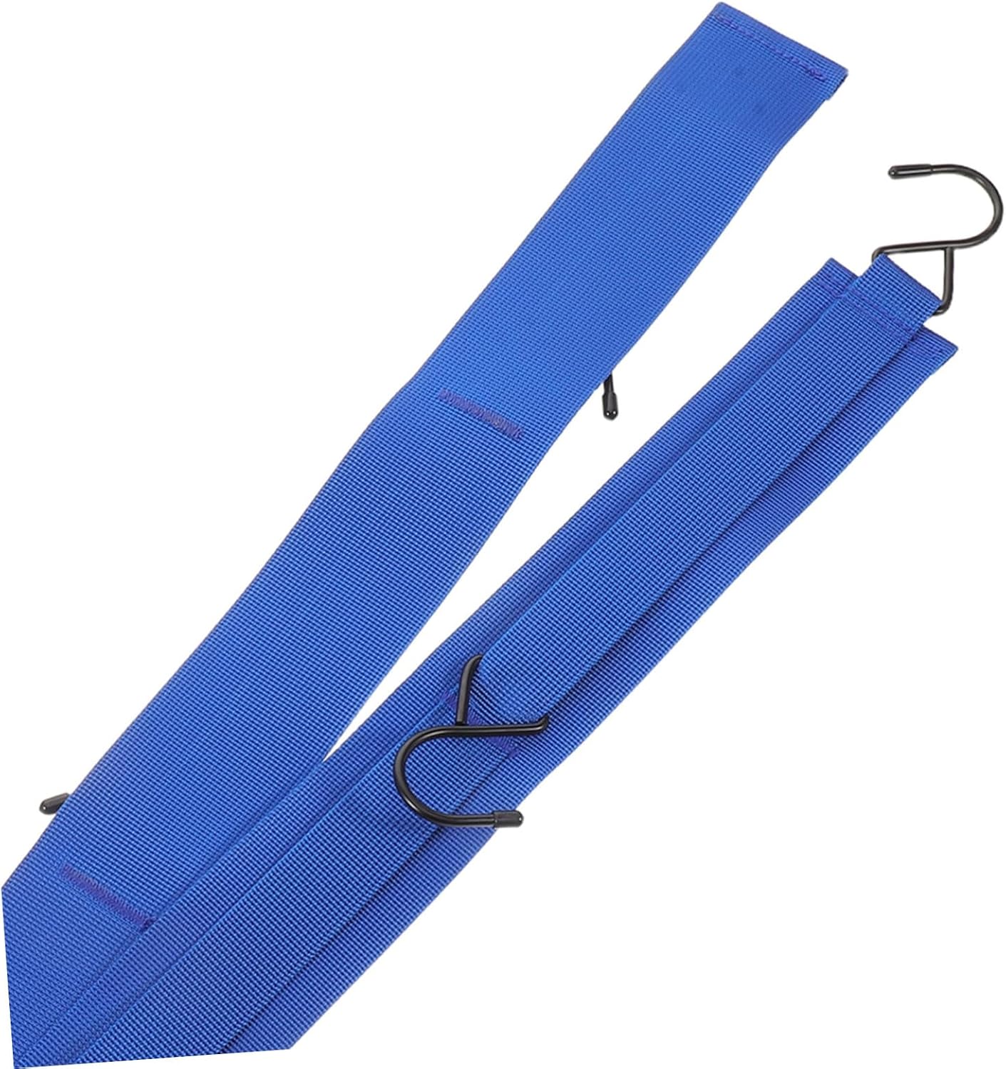 Portable Hockey Gear Drying Rack with Blue Webbing and Iron Hooks for Easy Transport and Multipurpose Storage in Garages and Multifunctional Storage Areas