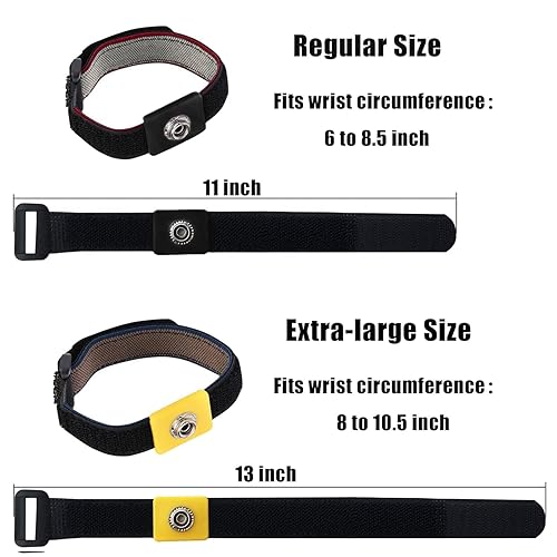 Miniatura 40 de Correa para muñeca a prueba de estática y descargas, pulsera con cable largo y extensible de tierra y con clip de cocodrilo Amarillo