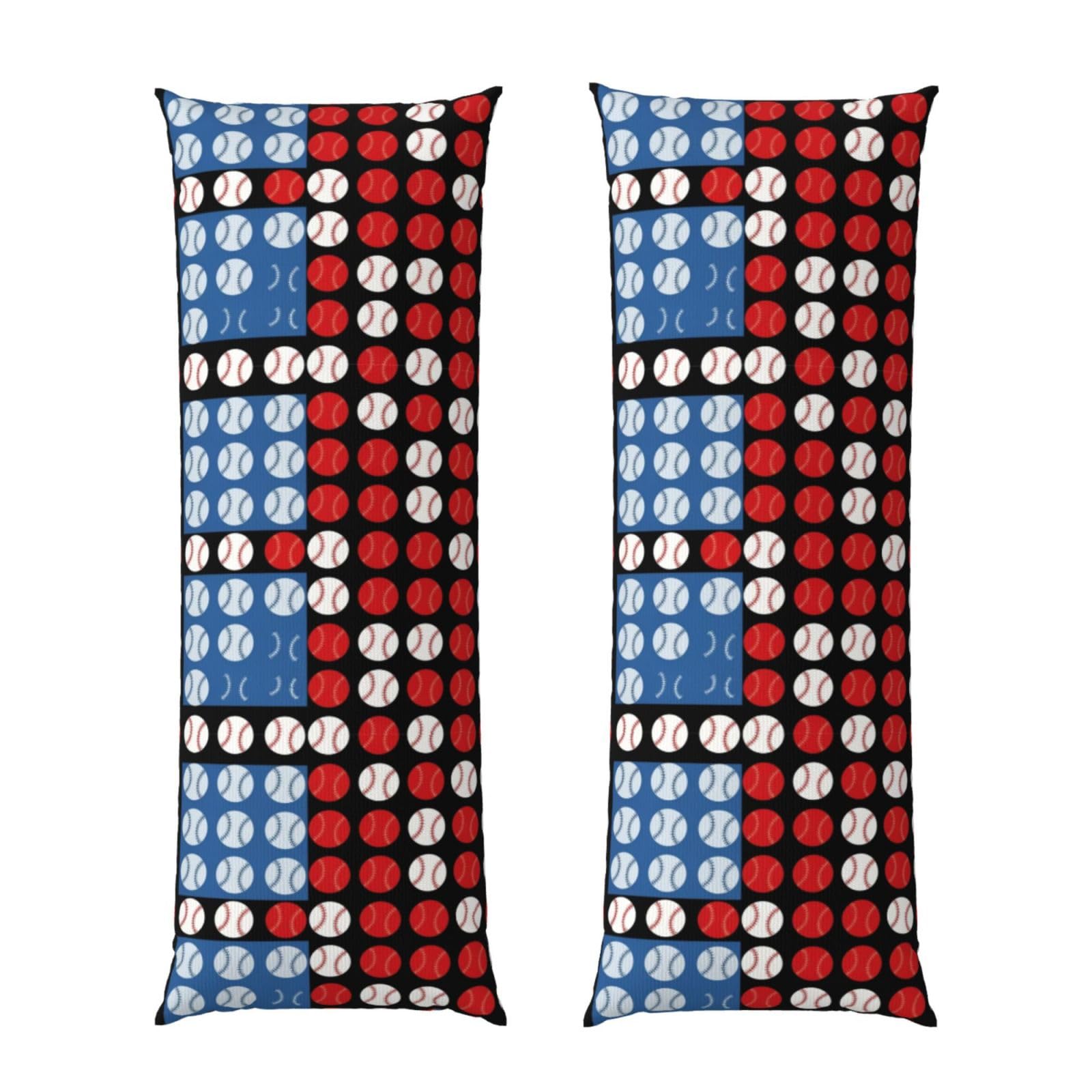 Body Pillow Case 20x60 American Flag Baseball Art, Zippered Cozy Pillow Cover, Soft Plush Cushion Protector, Machine Washable for Bed Sofa Couch