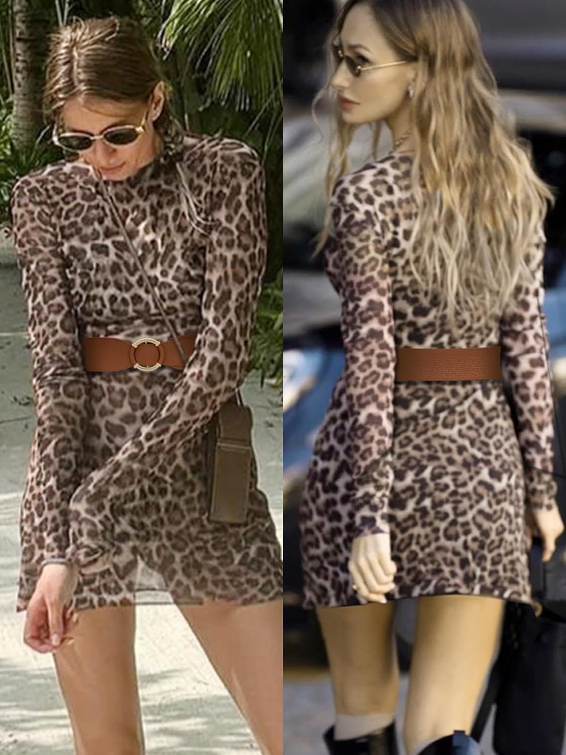 Vintage Stretchy Belt for Women, Womens Wide Elastic Waist Belts for Dresses Coats with Circle Buckle - Image 5