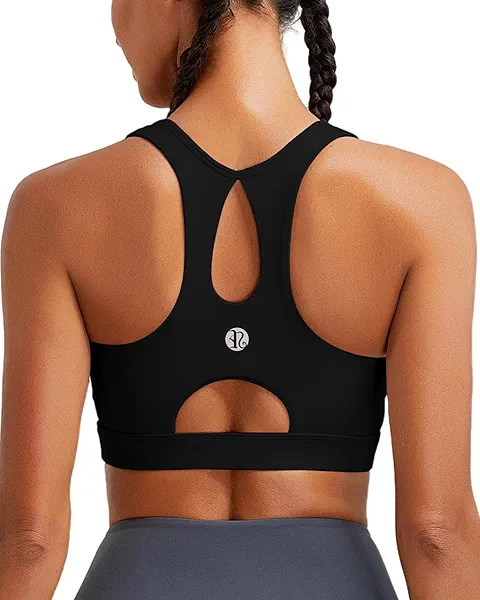 RUNNING GIRL Sports Bras for Women High Support,Racerback Running Bra Molded Cup Sports Bra with Sewn in Pads Black X-Large