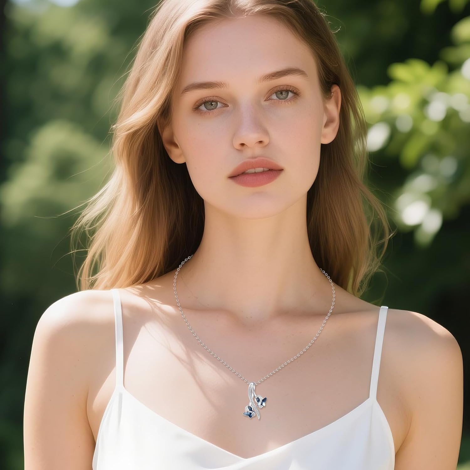 Butterfly Necklace for Women Sterling Silver Butterflies Crystal Necklace Infinity Butterfly Jewelry Gifts for Women - Image 2