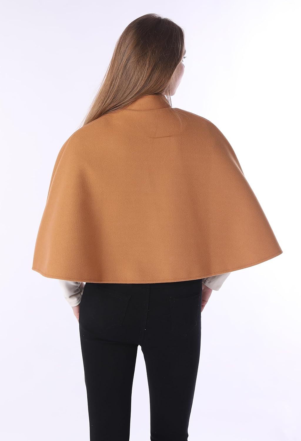 Baoqiya Wool Blend Capelet Capes Hooded Warm Poncho Bridal Stole Cape shawl for women - Image 5