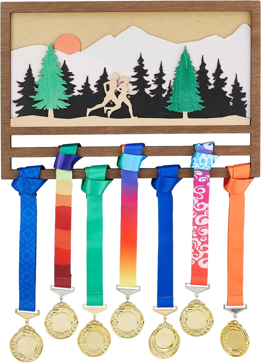 SUPERDANT Sports Medal Hanger Display Medal Hanger Medal Holder Display Award Wood Medal Organizer Lanyard Ribbon Display Holder Rack Wall Mounted Race Medal Hook Gifts for Athletes