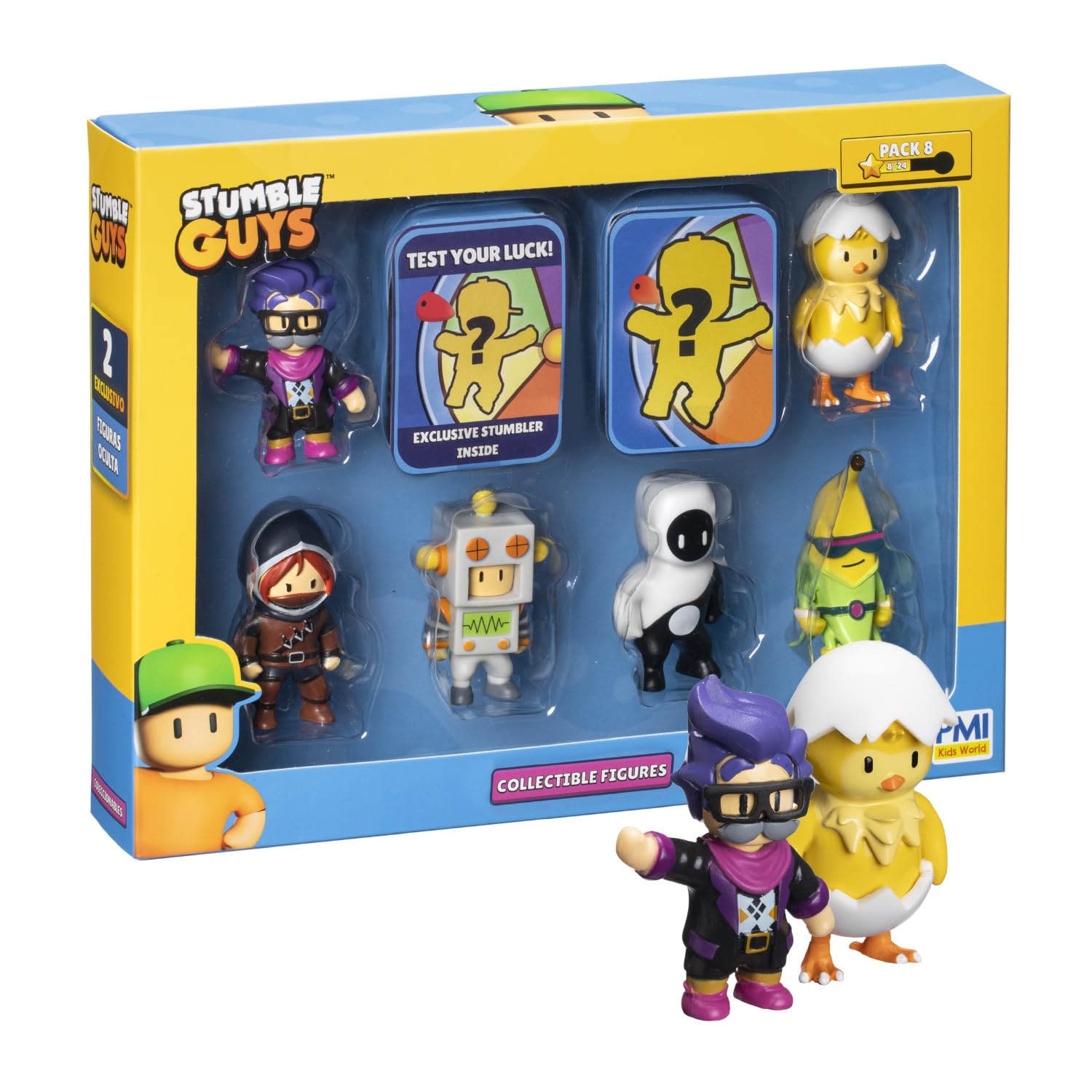 Stumble Guys Series 2 | Collectible Figures 8-Pack Deluxe Box | Includes 6 Iconic Characters + 2 Rare Hidden Figures | Must-Have Collectibles for Fans (Assortment C)