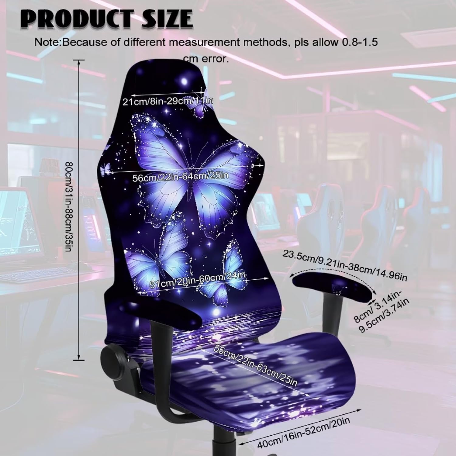 Rabbit Rose Flower Gaming Chair Covers 4 Pieces Stretch Ergonomic Office Chair Covers Reusable Slipcovers for Computer Vanity Chairs Gamer Room Decor image 5