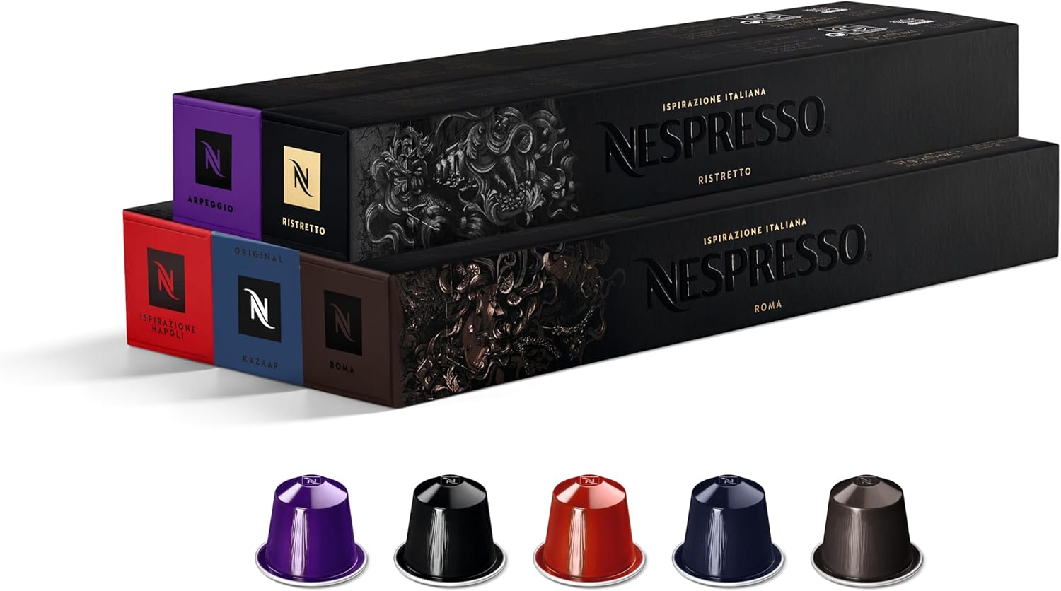 Nespresso Original Italian Bestsellers Variety Pack Coffee Pods, 50 Pods | Iconic Italian espresso and ristretto blends inspired by Italian roasting, compatible with Original machines