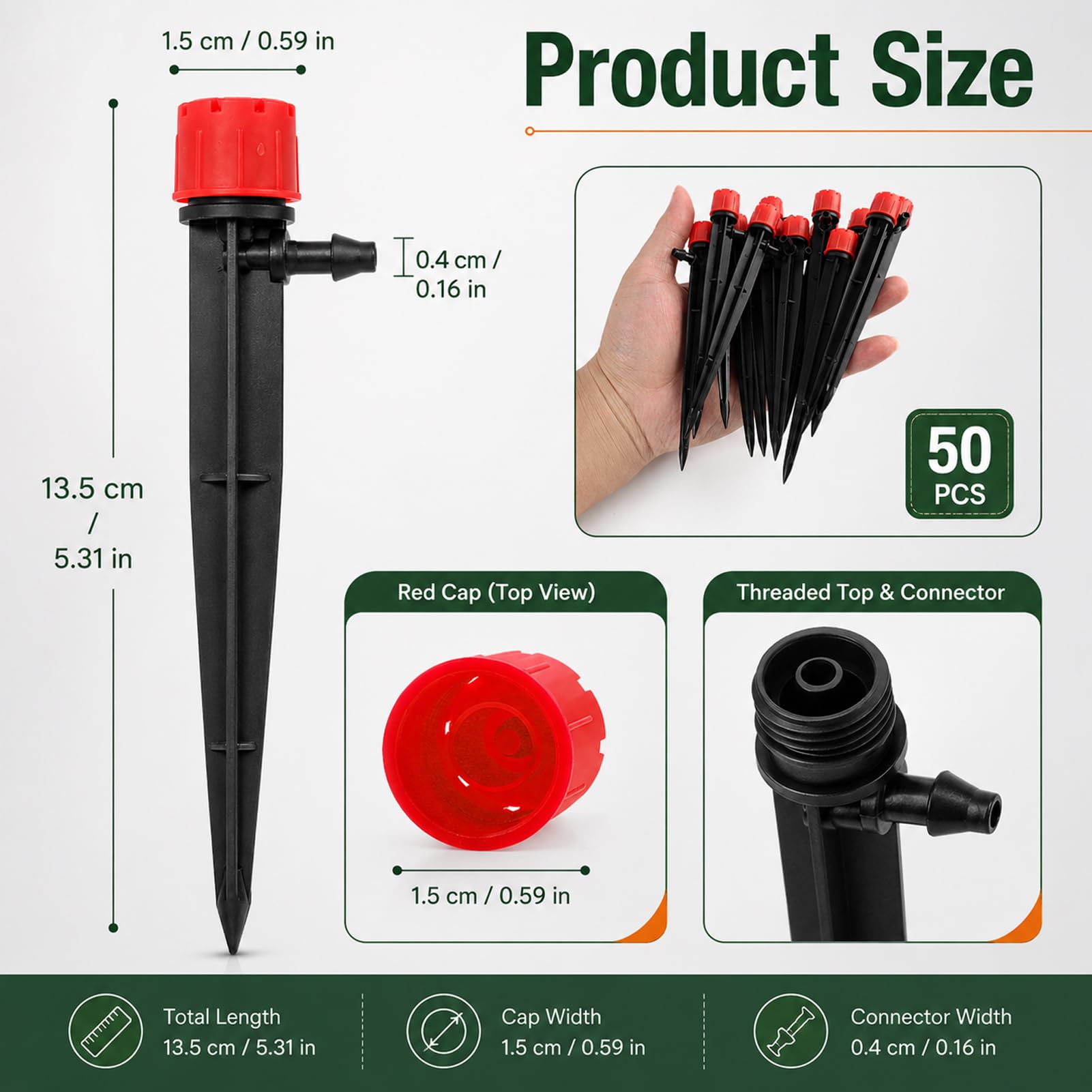50 sztuk regulowany kroplownik nawadniający, 360 stopni, mikro zraszacze z 8 otworami i złączkami do barb, do rur 4/7 mm, do szklarni, roślin doniczkowych, automatycznych systemów nawadniania