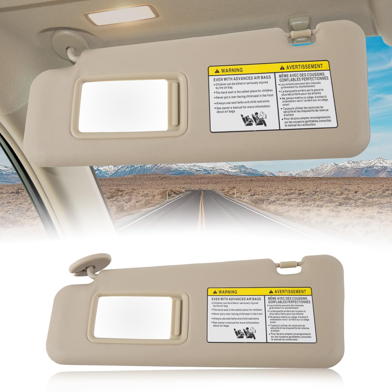 Car Sun Visor Fit for Toyota Highlander 2008 2009 2010 2011 2012 2013? Sun Visor with Vanity Mirror Cover Plate for Blocking Sunlight 74320-48500-B0(Beige, Left Driver Side