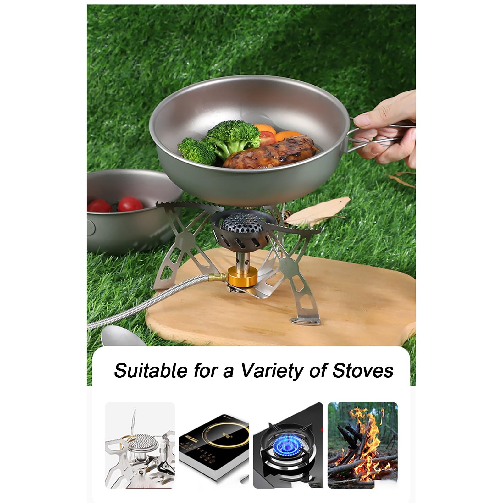 GAUDIO Gavetta Scout, Casseruola in Titanio, Pentole Campeggio, Accessori Campeggio Portatile con Manico Pieghevole da Viaggio, Kit di Cucina (Size : 12.2in/31cm)