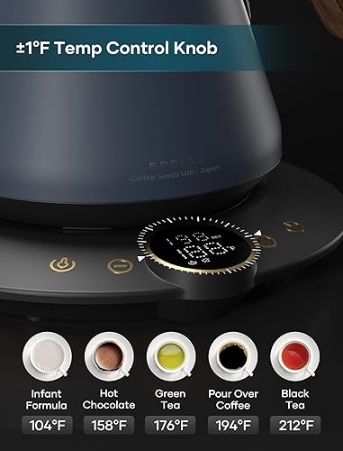 Miniatura 3 de Hervidores eléctricos, hervidor eléctrico de cuello de cisne INTASTING, control de temperatura de 1 , interior de acero inoxidable, calentamiento