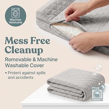 Contoured Baby Changing Pad Waterproof & Breathable Diaper Changing Pad | Removable Washable Cover, Non-Slip Base & Safety Strap | Standard Size for Dresser & Changing Table Pads