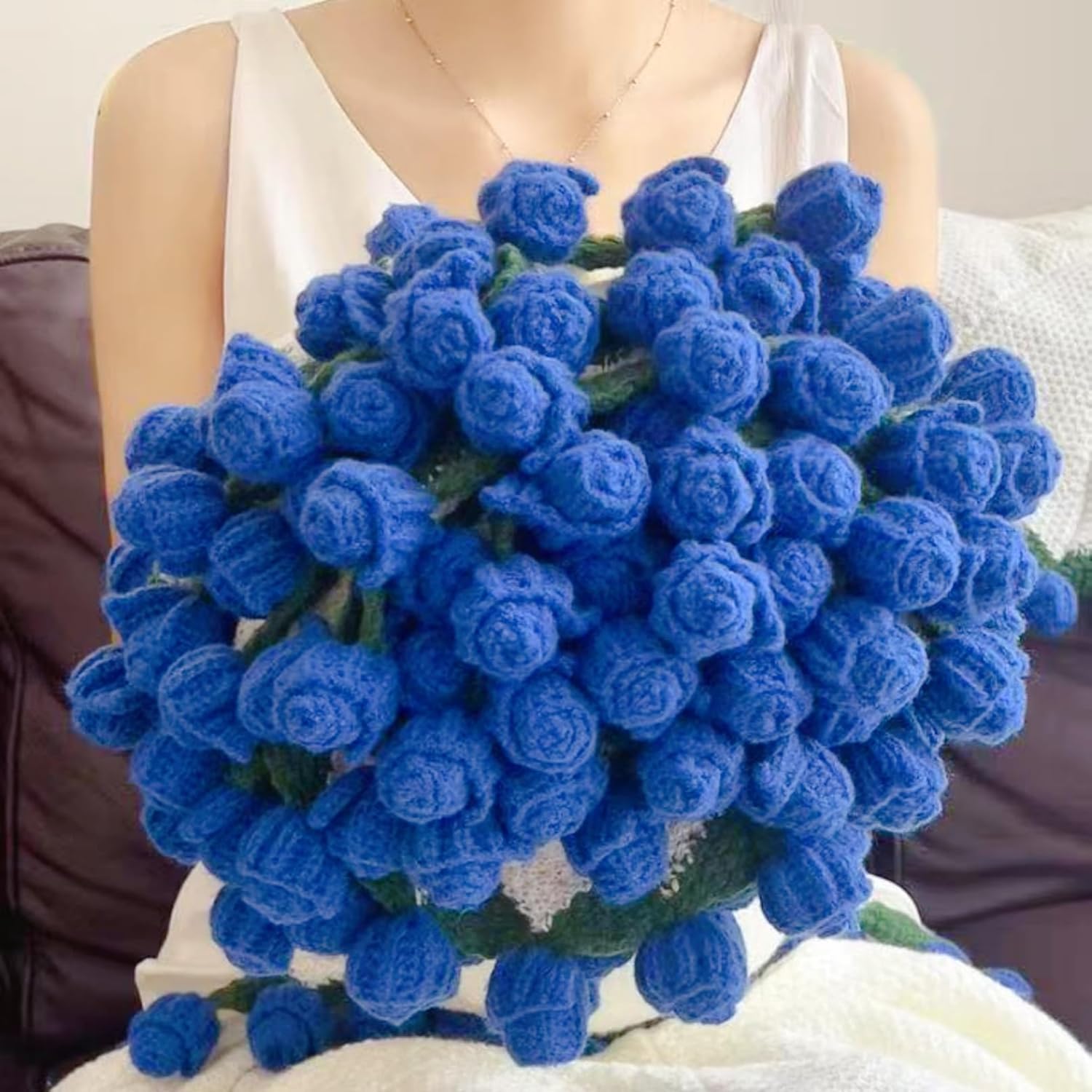 JEJIET 花束ブランケット 完成品 ブーケブランケット マジックフラワー ベッドスロー マルチカバー 手編み花 クラフト 咲く