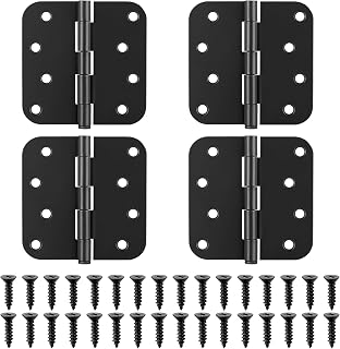 Juego de 4 bisagras plegables, 100 x 100 mm, color negro, para puertas, con tornillos