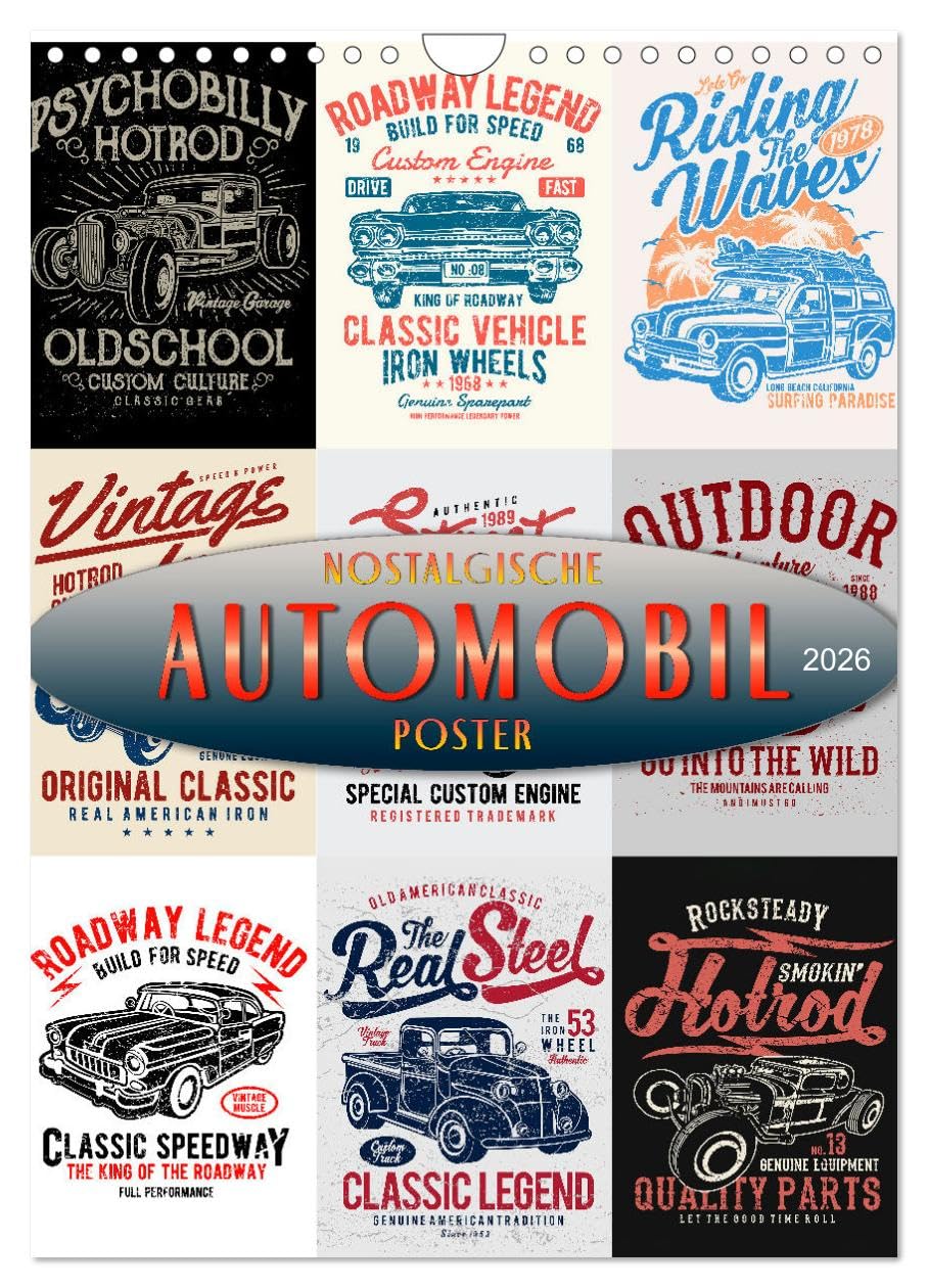 Automobile - nostalgische Poster UK-Version (Wall Calendar 2026 DIN A4 Portrait), CALVENDO 12 Month Wall Calendar — image 1