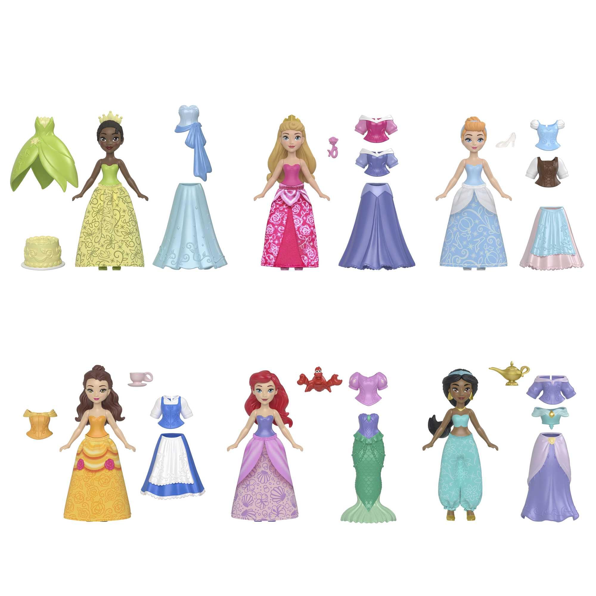 Disney Princess Toys, 6 Posable Small Dolls, 12 Signature Fashions and 6 Accessories Inspired by Disney Movies, Gifts for Kids-picture-47