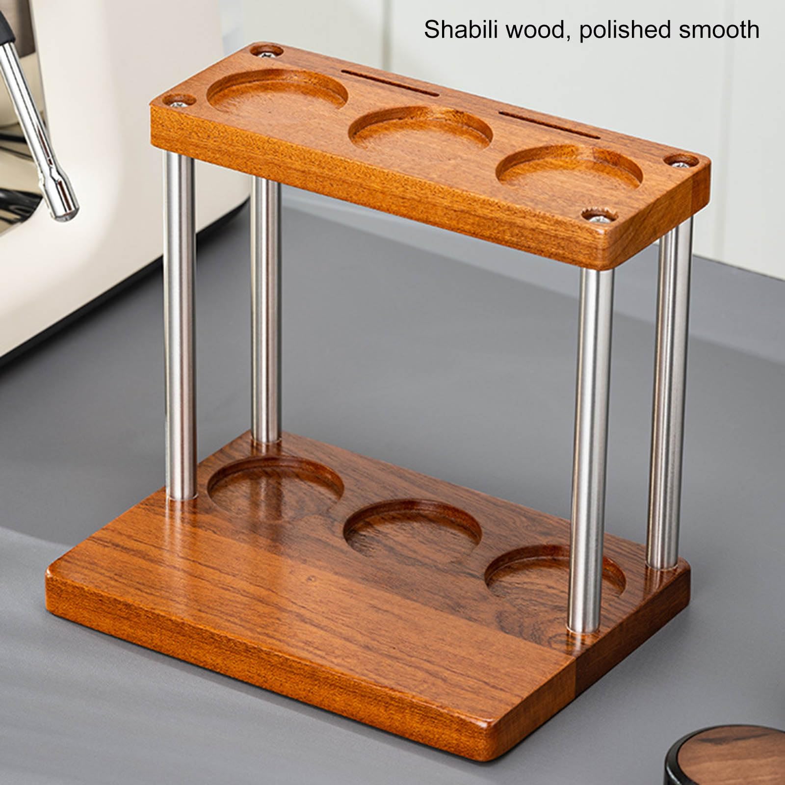 Holz Kaffee Organizer Ständer, vielseitiger Holz Kaffeezubehör Ständer, doppelstöckiges für ordentliche Küchen, natürliches Accessoire