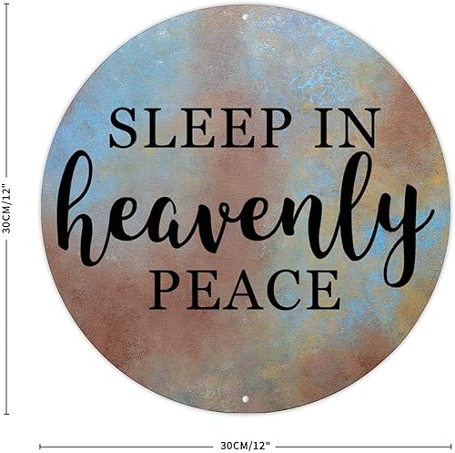Miniatura 2 de Letrero de metal con texto en inglés "Sleep in Heavenly Peace", letrero de metal redondo para sala de estar, cocina, porche delantero