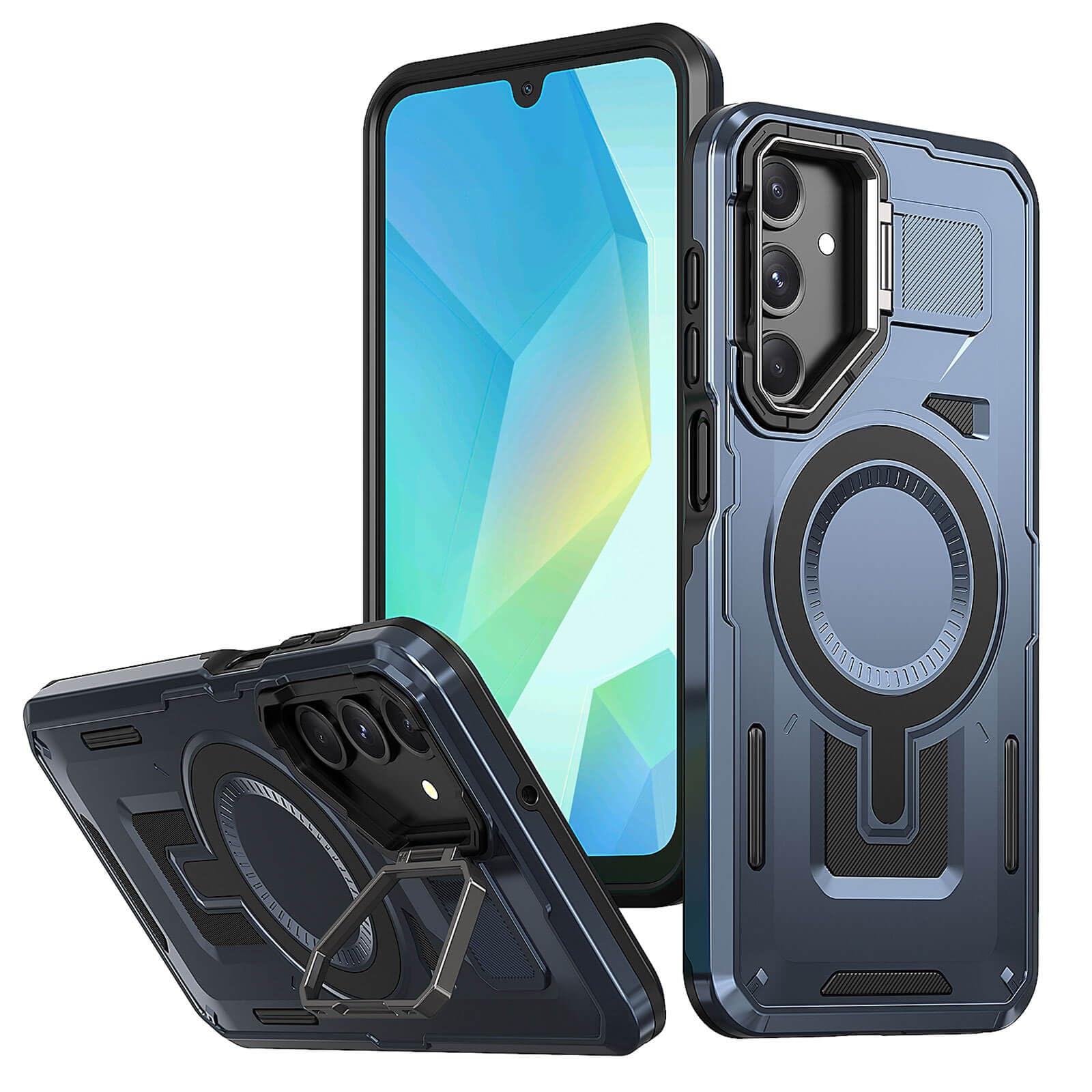 JHWVVTF for Samsung A16 Case with MagSafe, Military Grade Protection, Built-in Kickstand & Shockproof Magnetic Cover, for Galaxy A16 5G Phone Case (Blue)