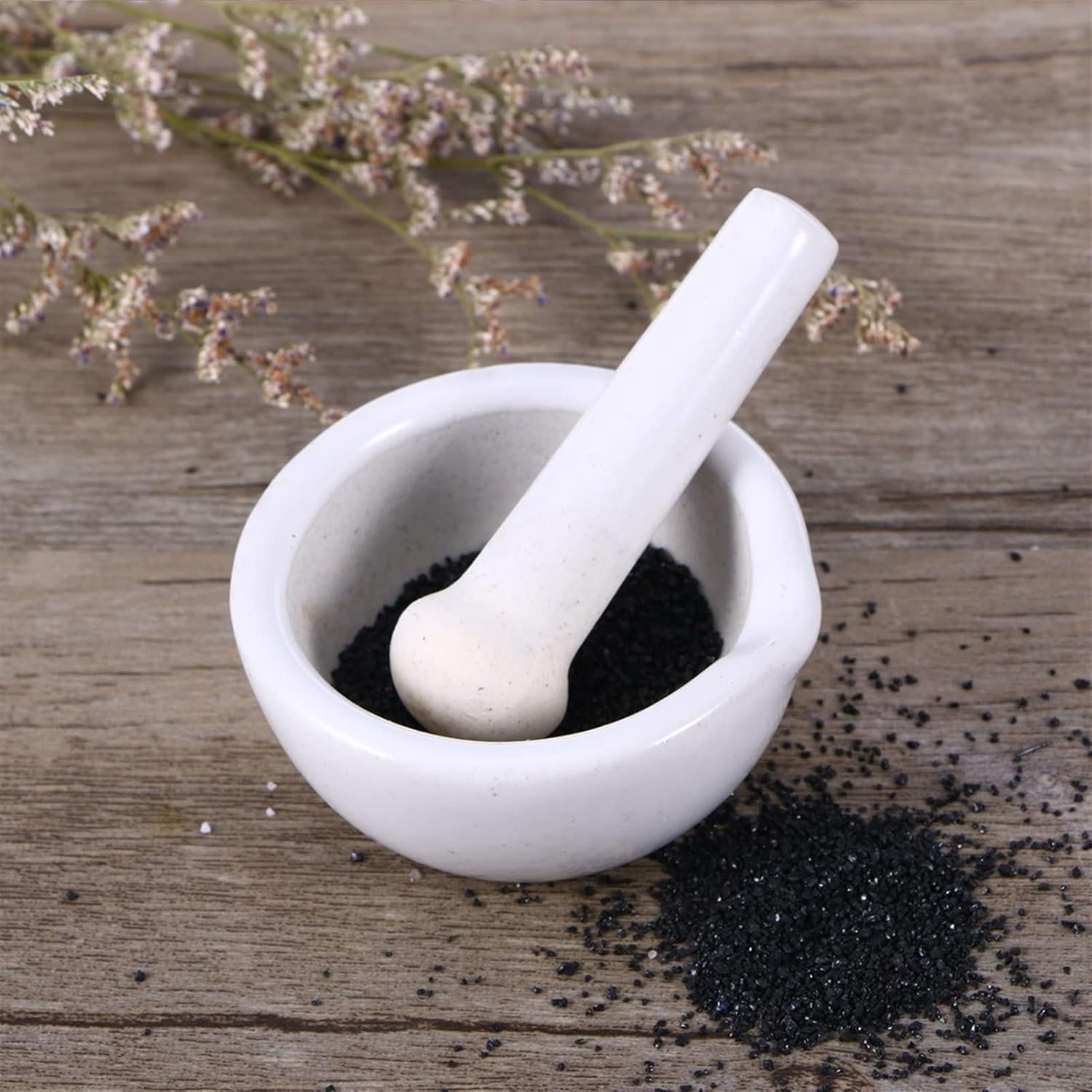 6Cm Chinese Style Ceramics Spice Mill Grinder Set Handheld Seasoning Mills Grinder Kitchen Mortar and Pestle Tools Set Kitchen Tools