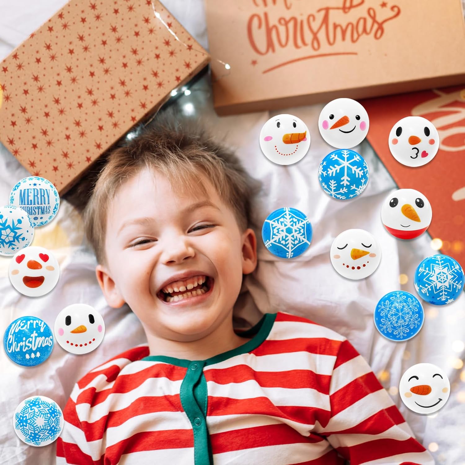 40 Pcs Christmas Stress Balls,1.6 Inch Mini Relief Stress Ball with Snowman and Snowflakes,Funny Foam Christmas Squeeze Balls for Party Favors,Stocking Stuffers,Gifts,Goodie Bag Fillers(16 Styles)