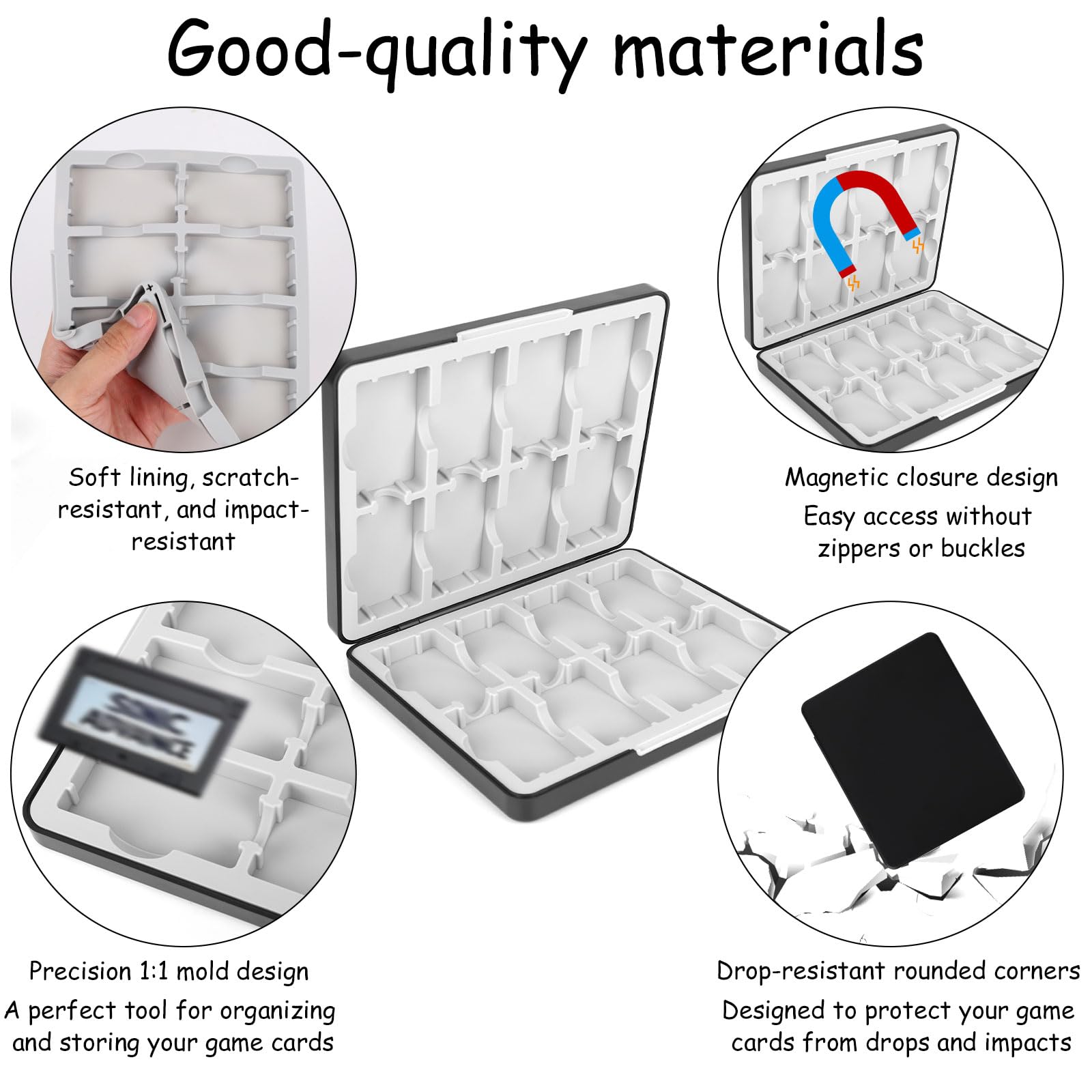 Custodia Schede di Gioco per GBA, Contiene 16 Cartucce con Slot in Silicone e Chiusura Magnetica Organizer da Viaggio Portatile Scatola di Immagazzinaggio per Giochi e Collezionisti GBA