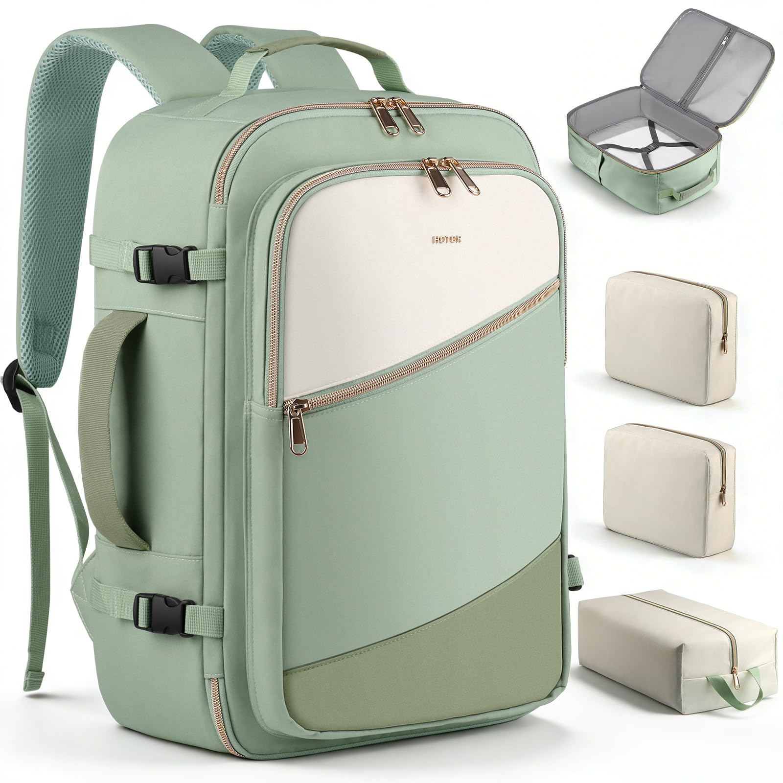 HOTOR Travel Backpack Women, 3 Packing Cubes Carry on Luggage | TSA-Friendly 15.6inch Lap…
