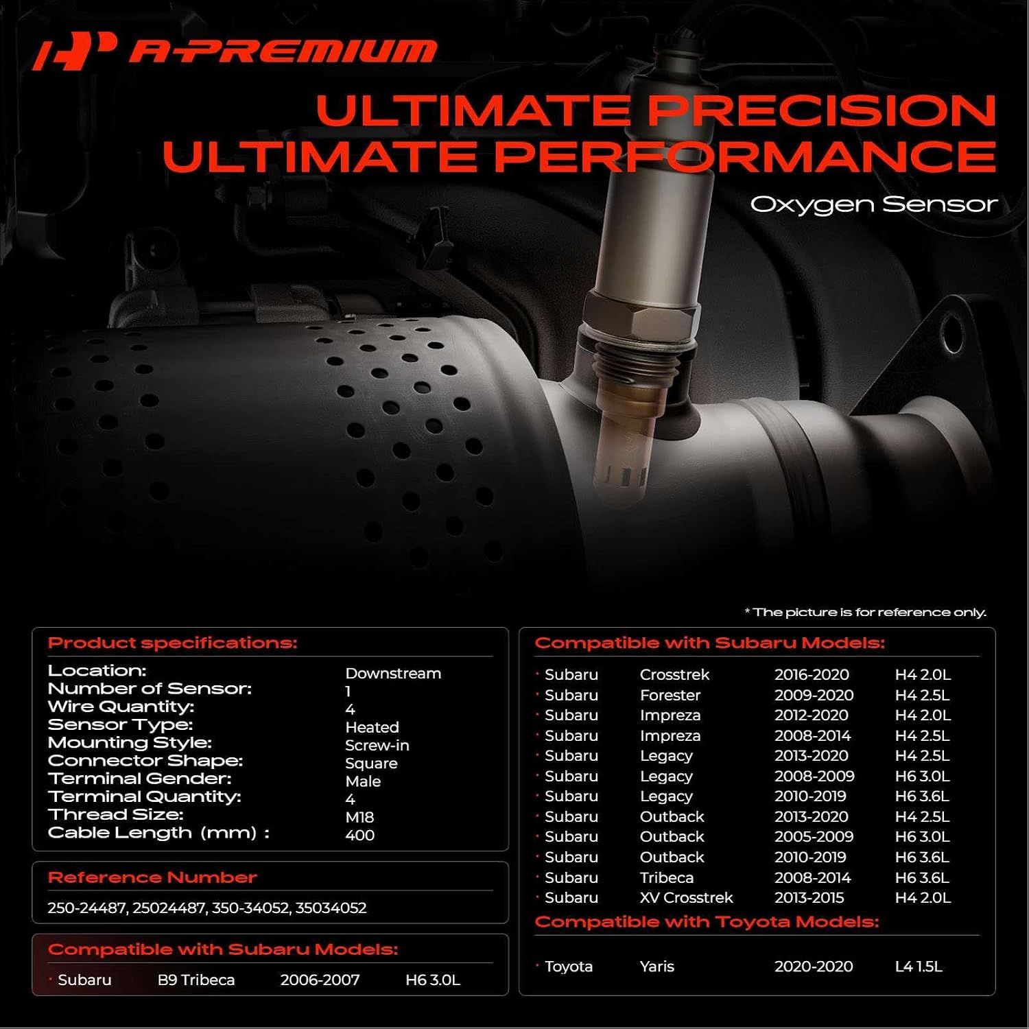 A-Premium Downstream O2 Oxygen Sensor Compatible with Subaru Outback 2005-2020, Forester 2009-2020, Impreza 2008-2020, Legacy 2008-2020, XV Crosstrek 2013-2015, B9 Tribeca, 2.0L 2.5L 3.0L 3.6L
