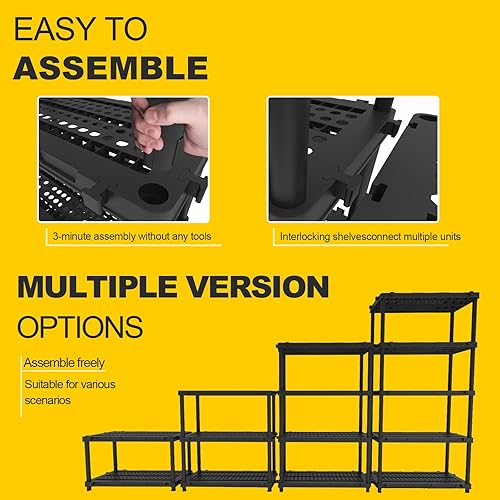 Miniatura 6 de Estantes de almacenamiento de plástico, estantería 45, estante de almacenamiento resistente, 72.44 pulgadas de alto, estante de plástico para