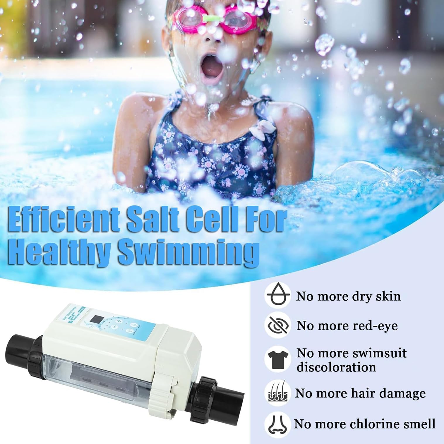 Generador de cloro para piscina de agua salada con función de limpieza automática para spas