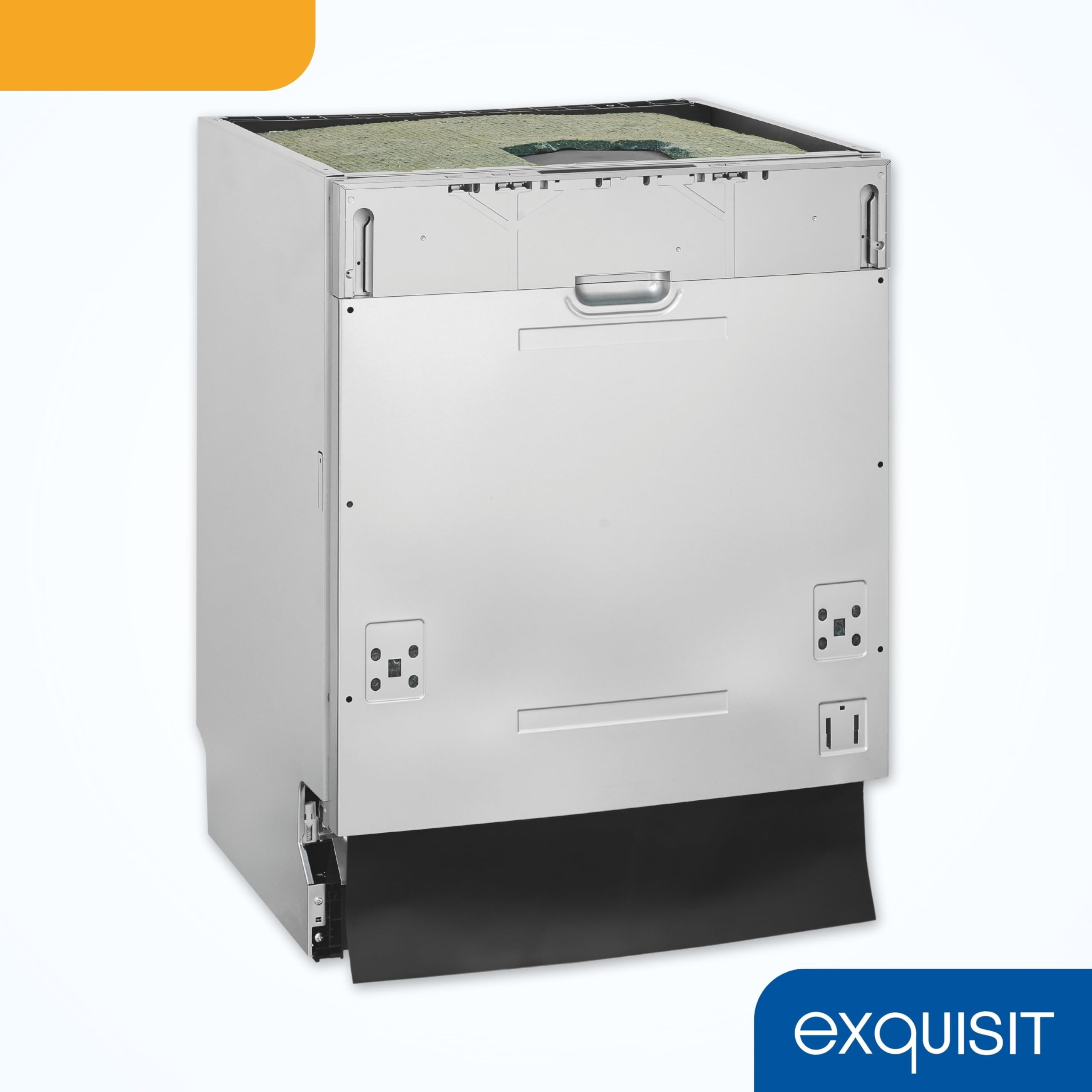 Exquisit Einbaugeschirrspüler 60cm Vollintegriert - 14 Maßgedecke & Inox | Besteckschublade, LED-Bodenlicht, Aquastop, 8 Spülprogramme, Automatischer Türöffner EGSP9614-E-031B, 24h Startzeitvorwahl