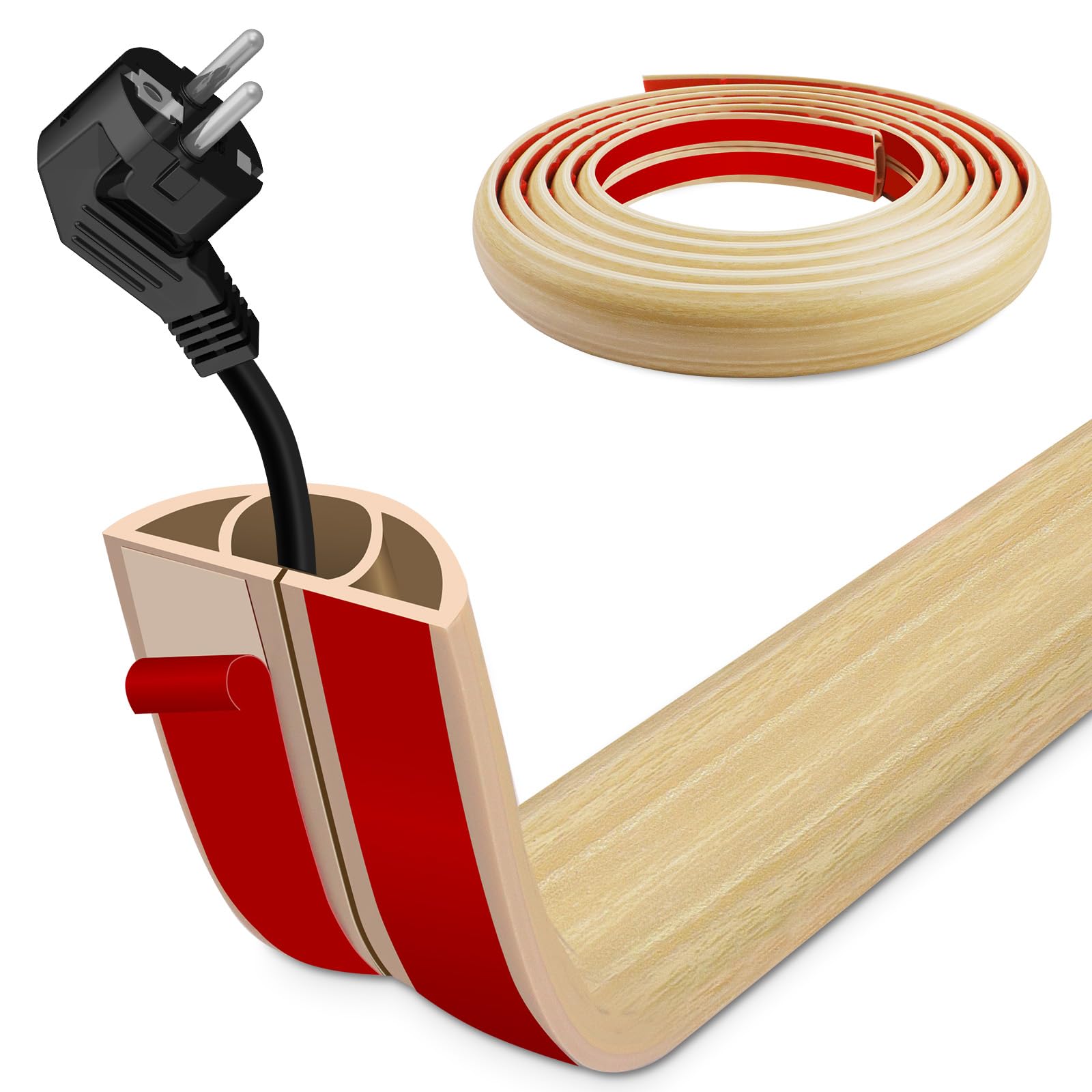 Floor Wire Cover 1m Self Adhesive Cable Floor Protect Cord,Cable Cover to Prevent Trip Hazards, Suitable for Home, Office, Factory, Warehouse and Other Places