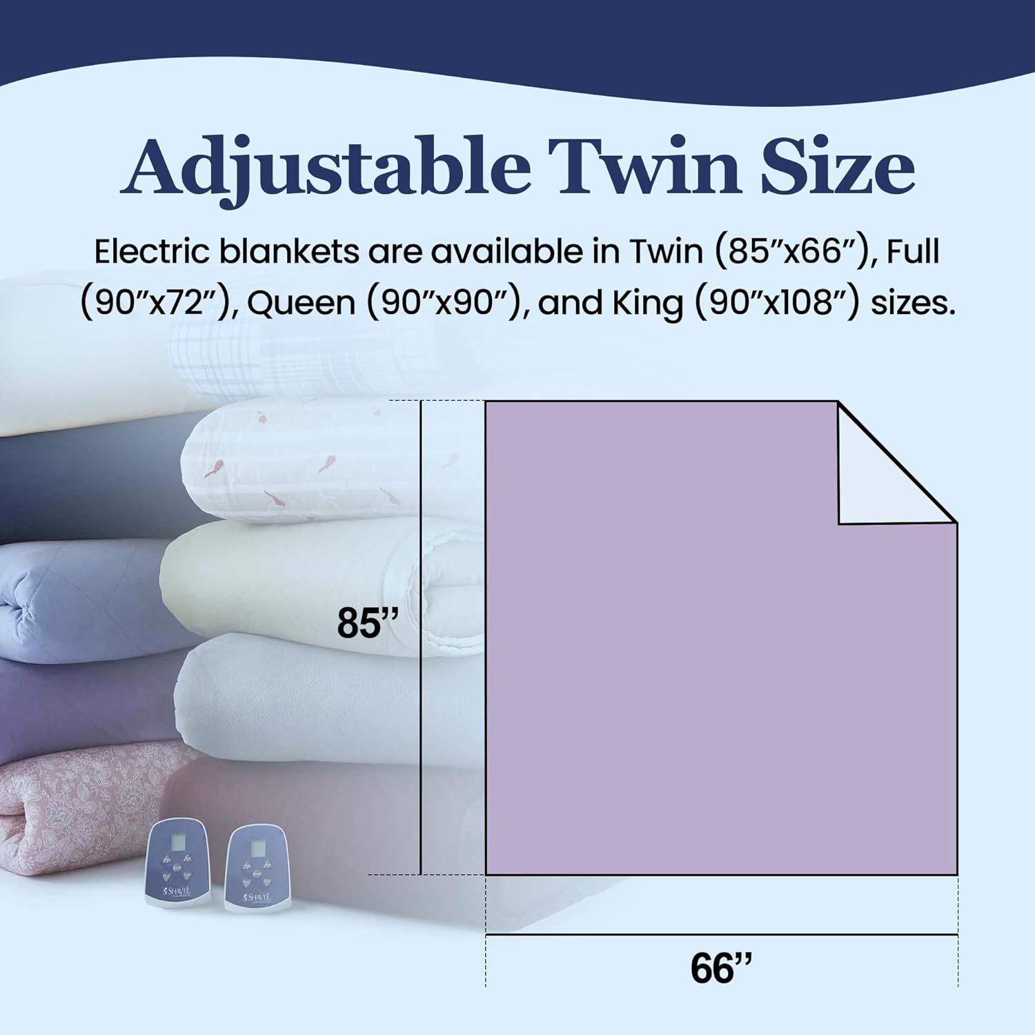 Thermee Micro Flannel Heated Blanket with Sherpa Back, 10-Setting Programmable Electric Blanket - King Size, Ultra-Soft Heated Throw - Lilac