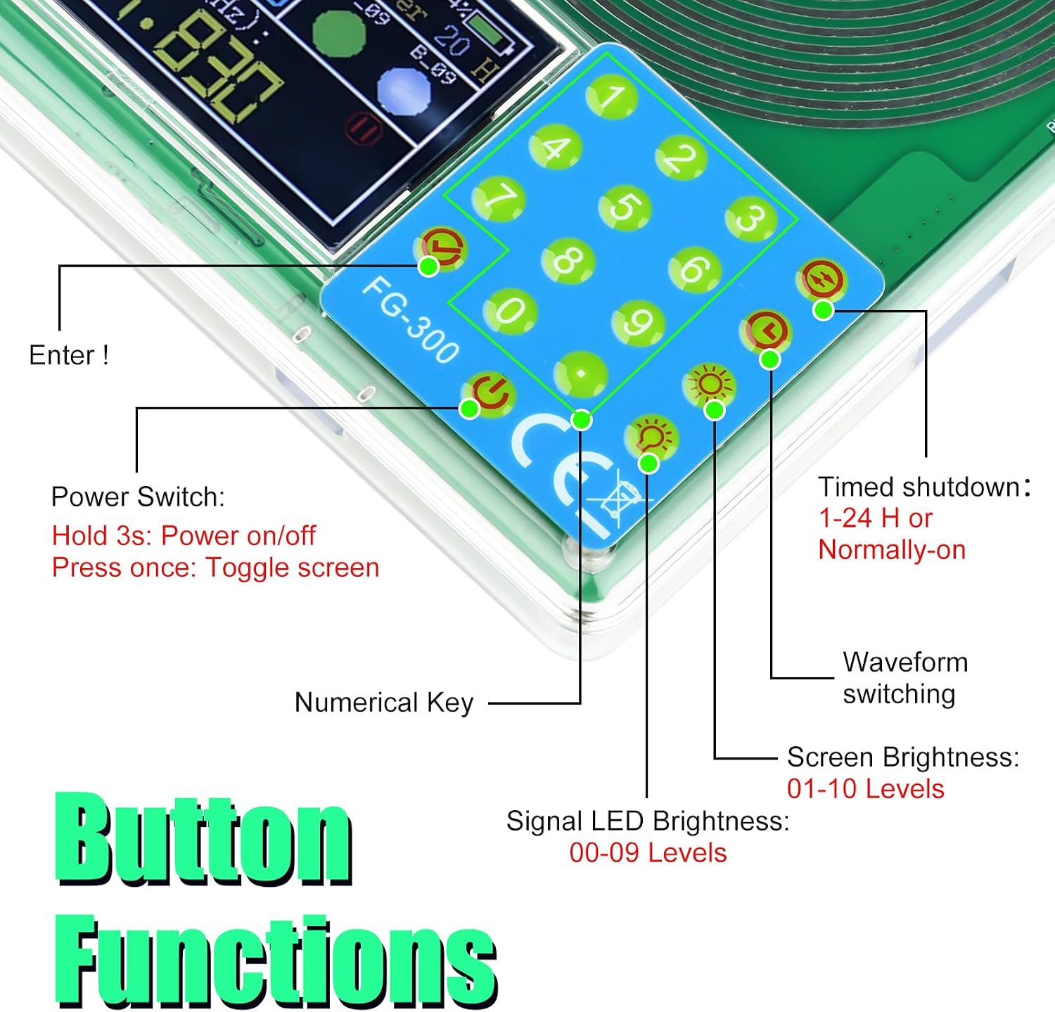 Portable Signal Generator Schumann Resonance 0.01Hz-200kHz,1.8 Inch TFT Display Schumann Wave 7.83Hz Sleep Aid Stable Low Frequency Oscillator for Physics Lab, Research and DIY Electronics Projects
